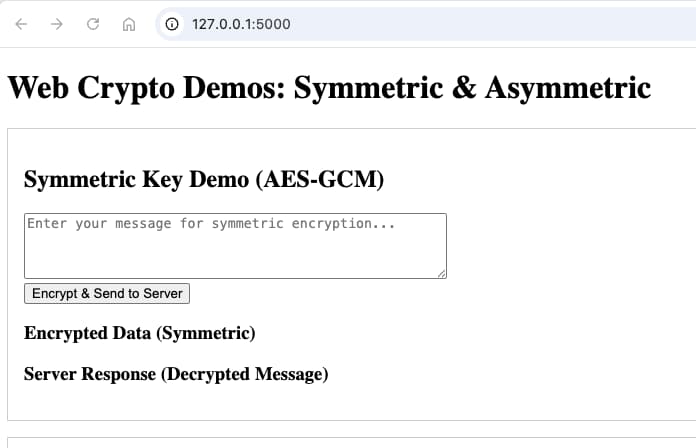 Figure 6 - Symmetrical Key Demo Fig6 Kirk Web Crypto